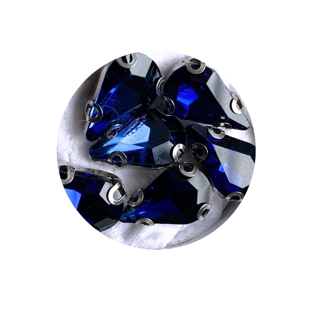 Piedra Plana para Bordar Gota Azul Oscuro