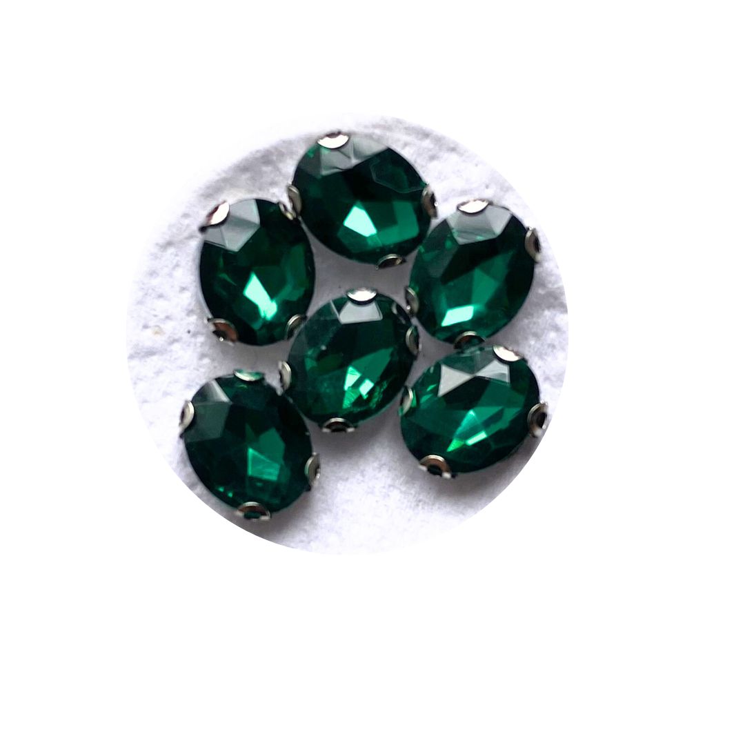 Piedra Plana para Bordar Redonda Verde