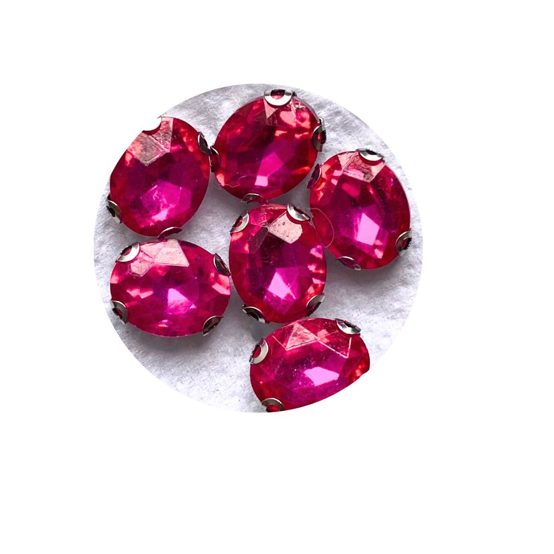 Piedra Plana para Bordar Redonda Magenta