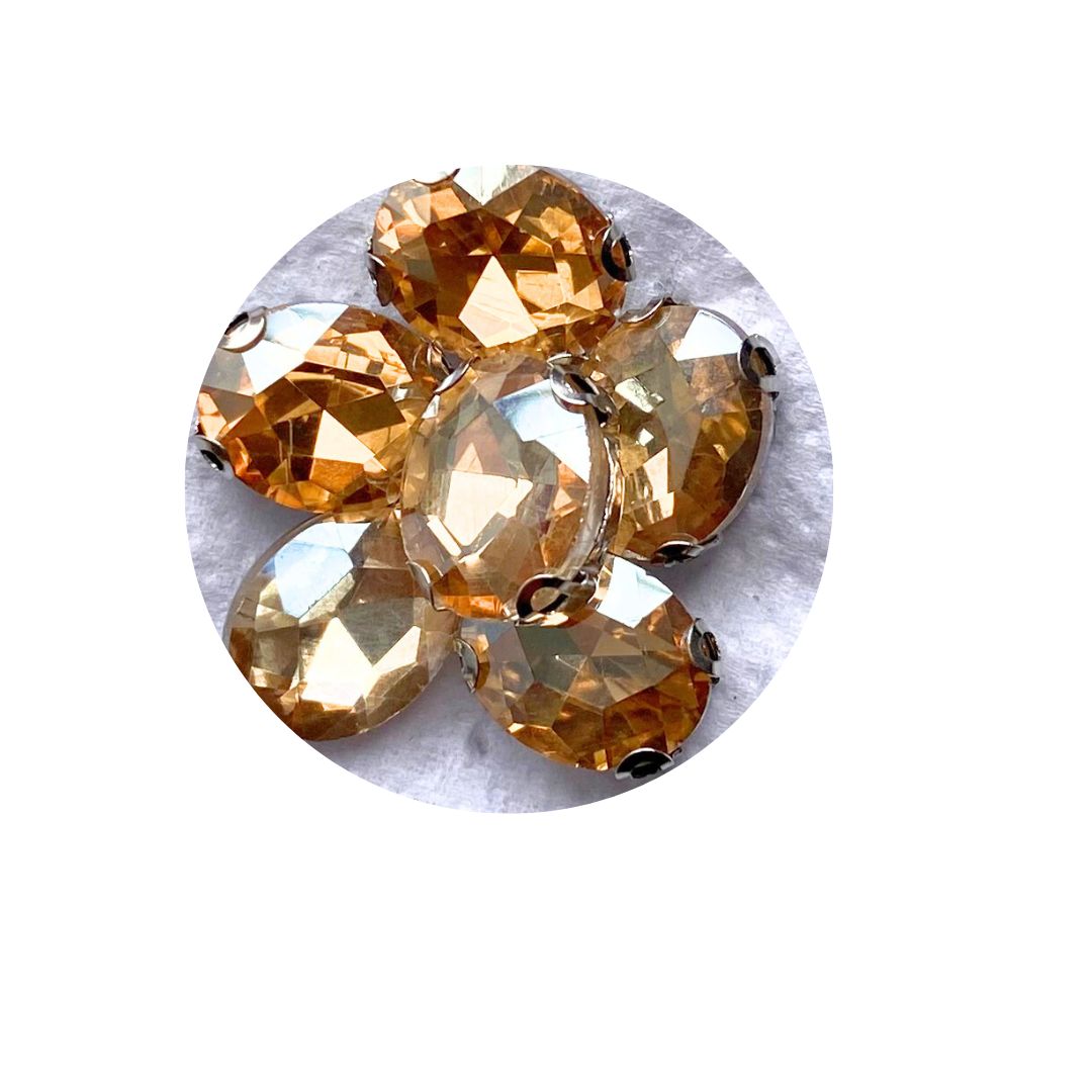 Piedra Plana para Bordar Redonda Dorada