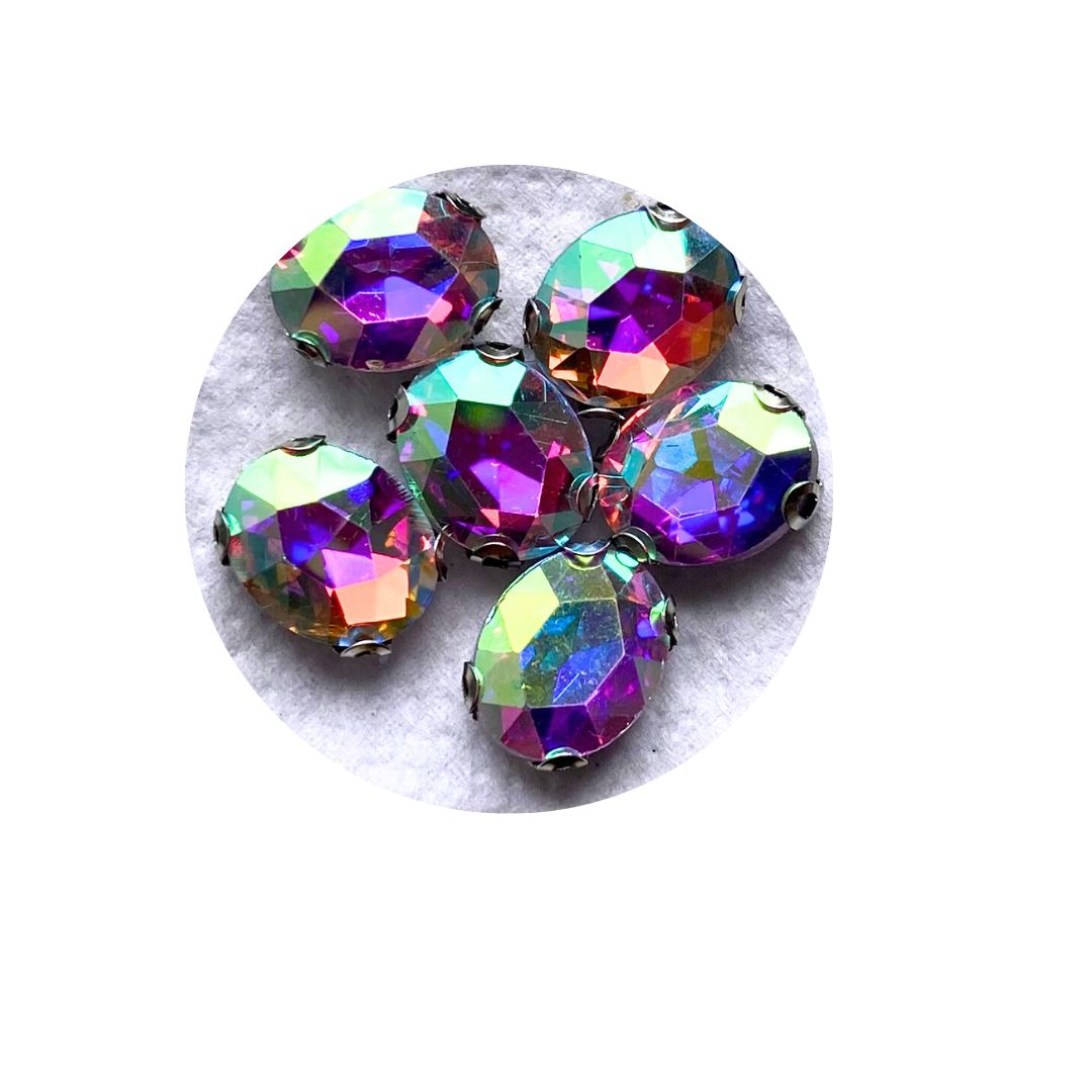 Piedra Plana para Bordar Redonda Irizado