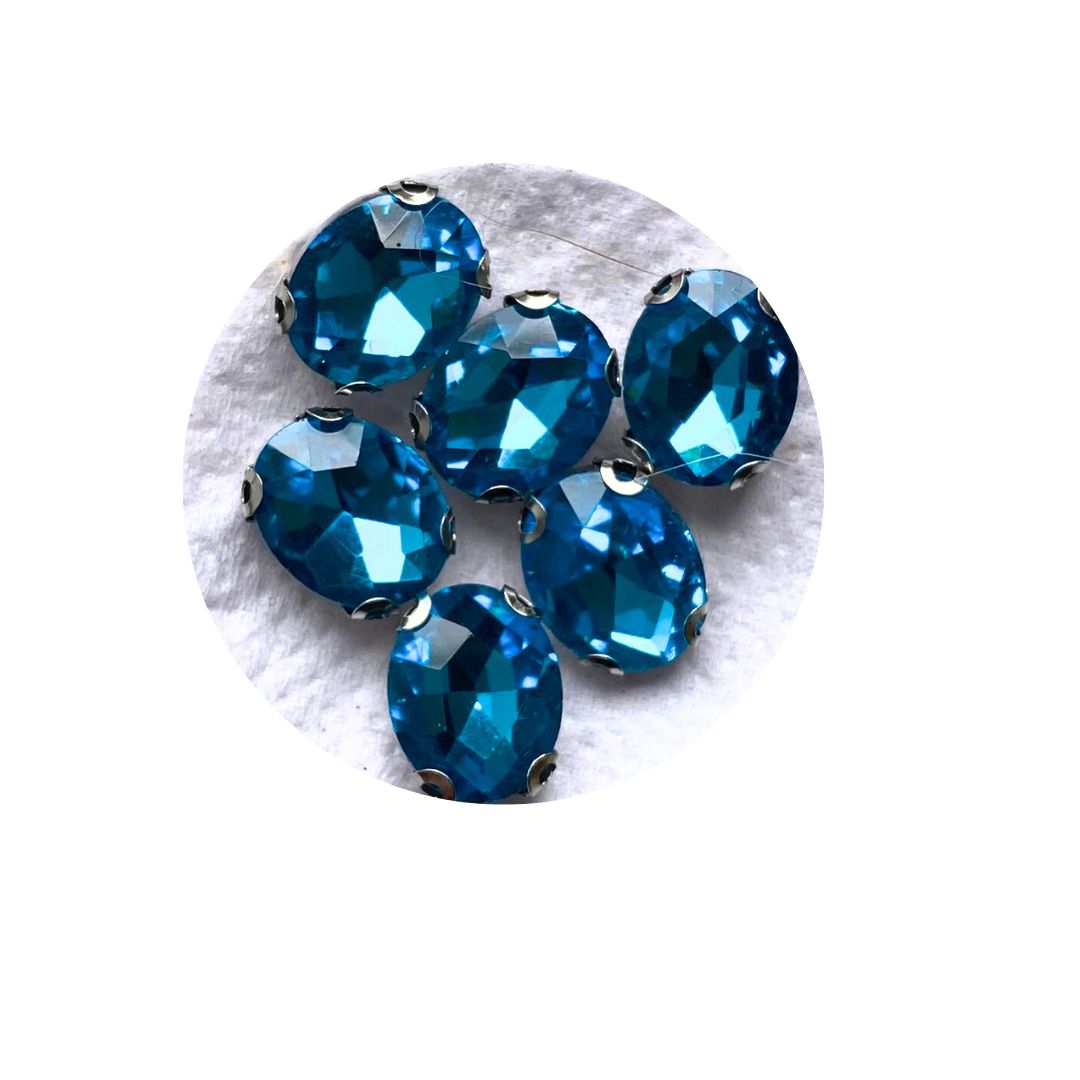 Piedra Plana para Bordar Redonda Azul Claro