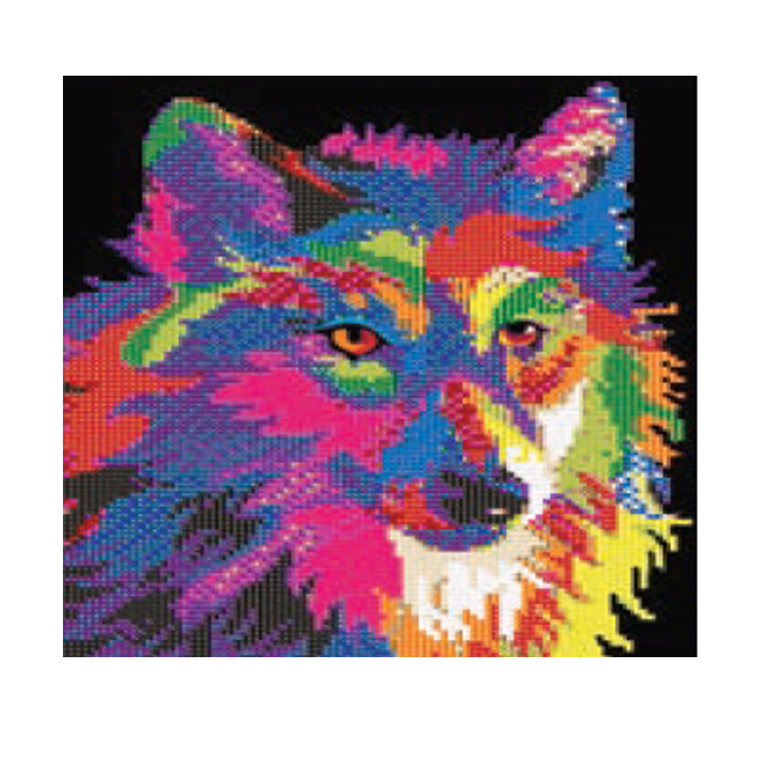 Kit Punto de Cruz Diamantado Lobo Multicolor
