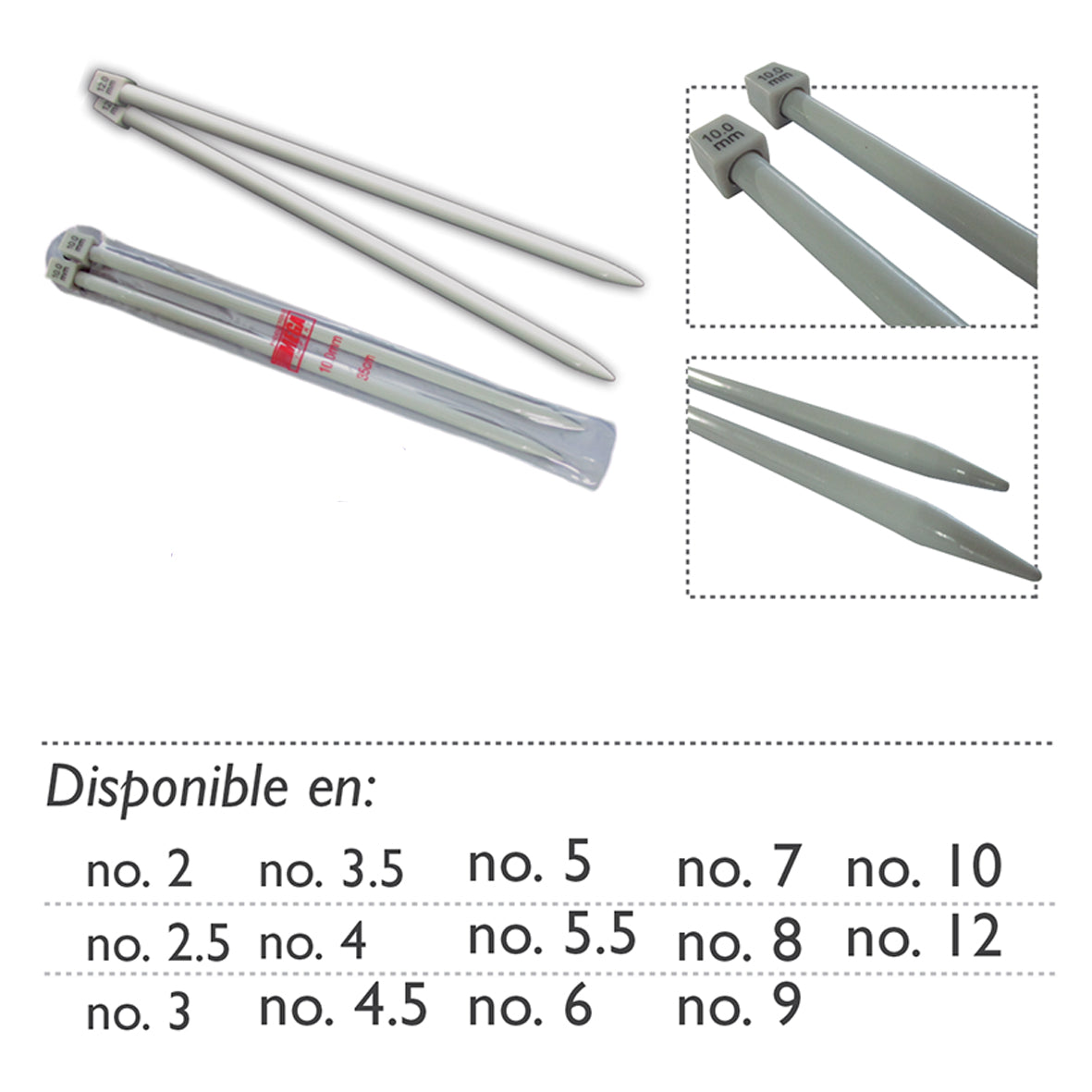 Aguja Tejer En Dos Aluminio Por 35 Cms