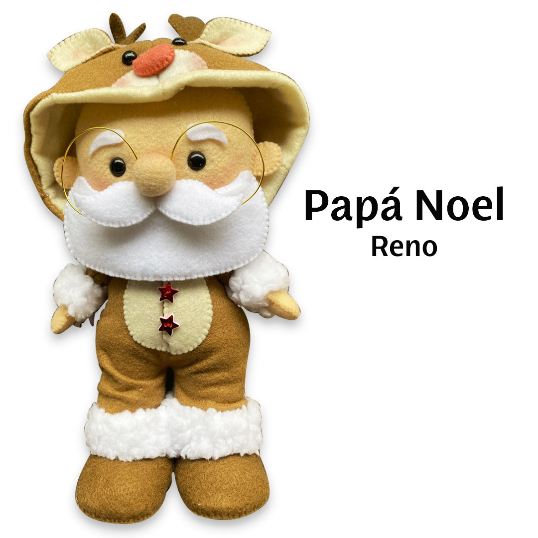 Muñeco en paño lency de Papá Noel disfrazado de reno  