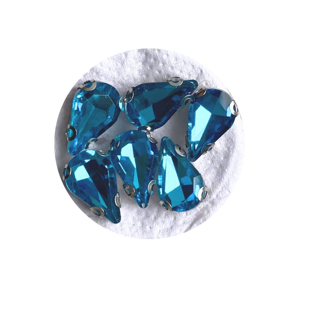 Piedra Plana para Bordar Gota Azul Claro 