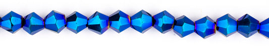 Collar Rombo Vidrio 4mm Azul Rey Metal