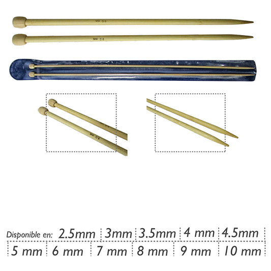 Aguja Tejer En Dos Bambú Por 35 Cms