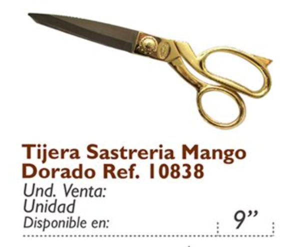 Tijera Sastreria Mango Dorado Ref. 10838
