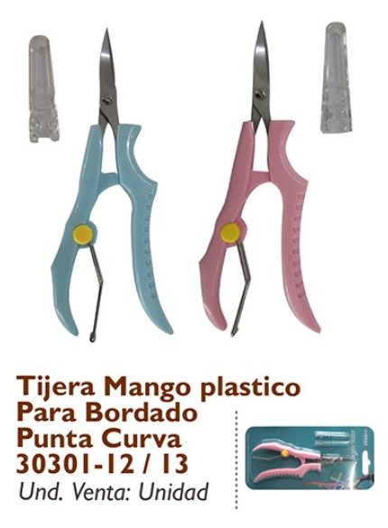 Tijera Mango Plástico Punta Curva Con Resorte 30301-12/13