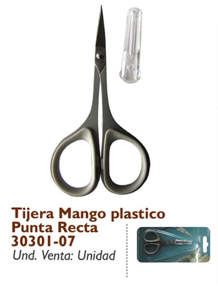 Tijera Mango Plástico Suave Punta Curva 30301-07