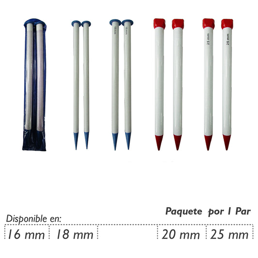 Aguja Tejer En Dos Plástica Por 35 Cms